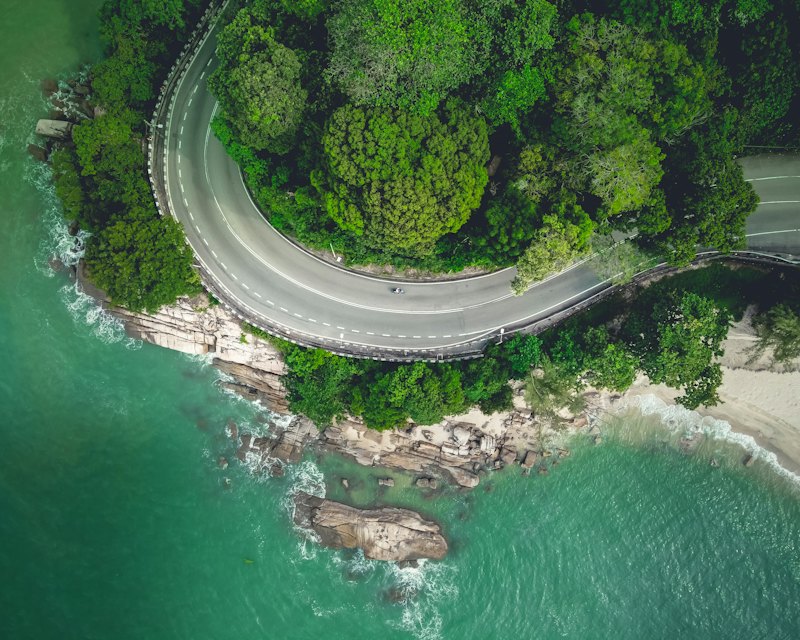 Coastal road seen from above