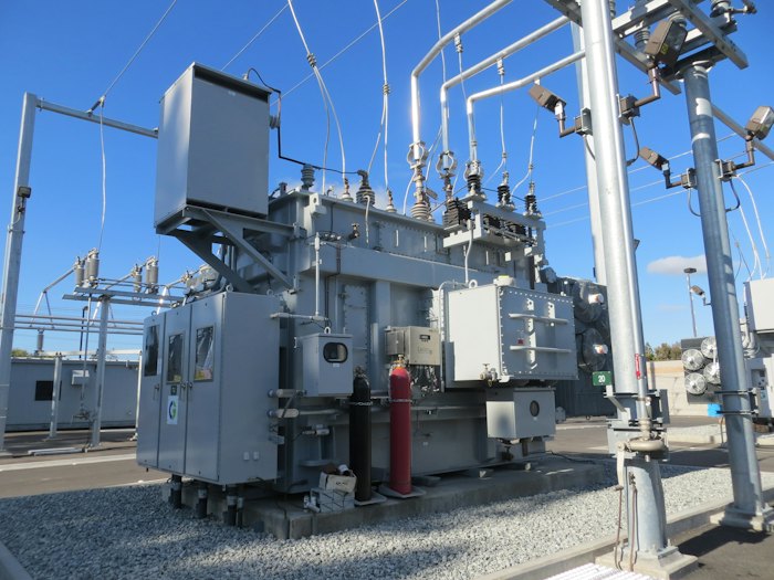 Electrical transformer at a substation