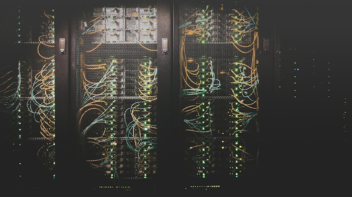 Server racks with network cabling